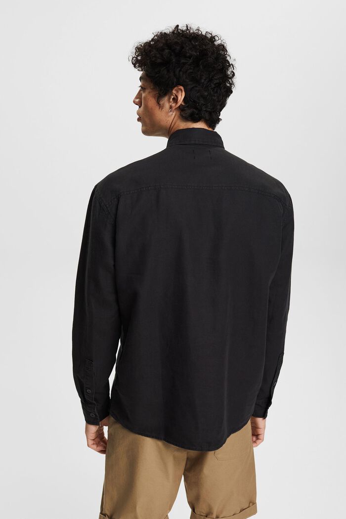 En mezcla de lino: camisa oversize, BLACK, detail image number 3