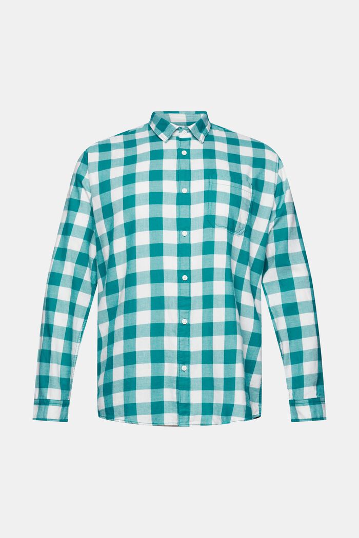Camisa de franela en algodón sostenible con cuadros vichy, EMERALD GREEN, detail image number 5