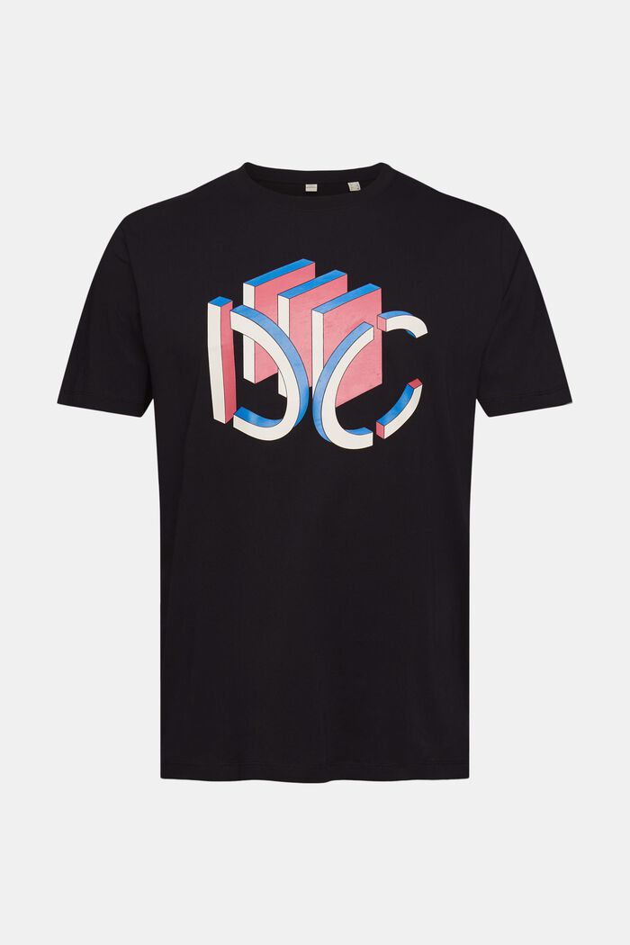 Camiseta de jersey con estampado geométrico 3D del logotipo, BLACK, detail image number 6