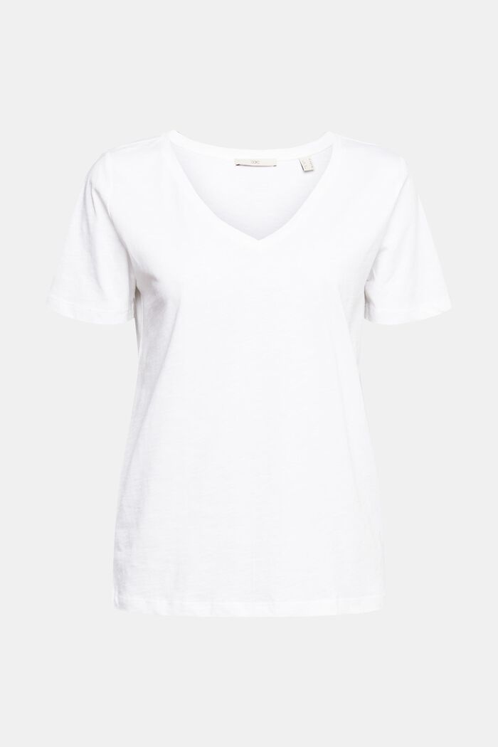 Camiseta con escote en pico, WHITE, detail image number 6
