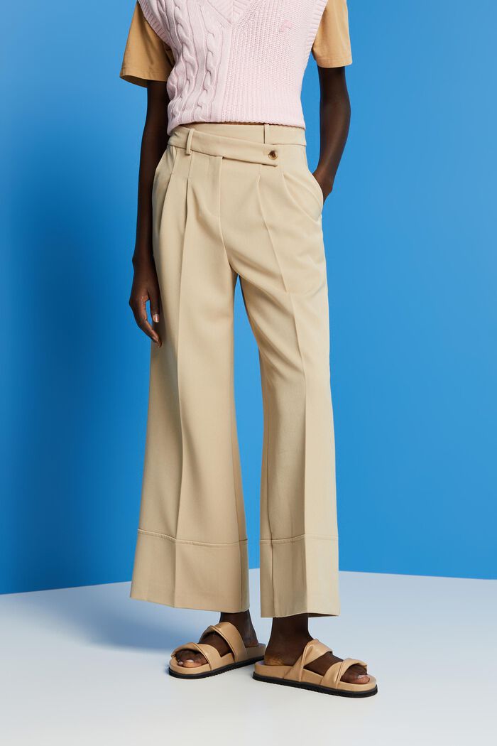 Pantalón culotte con mezcla de viscosa, SAND, detail image number 0