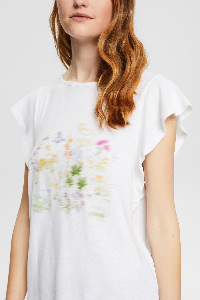 Con lino: camiseta estampada, WHITE, detail image number 2