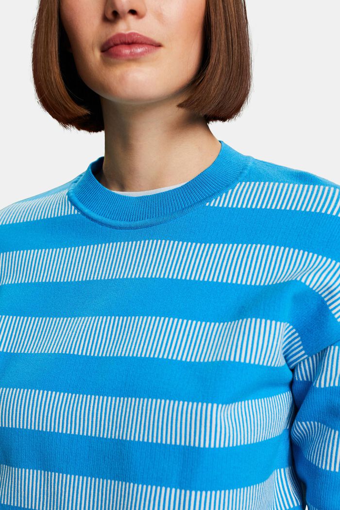Jersey de cuello redondo, rayas y estilo jacquard, BLUE, detail image number 3