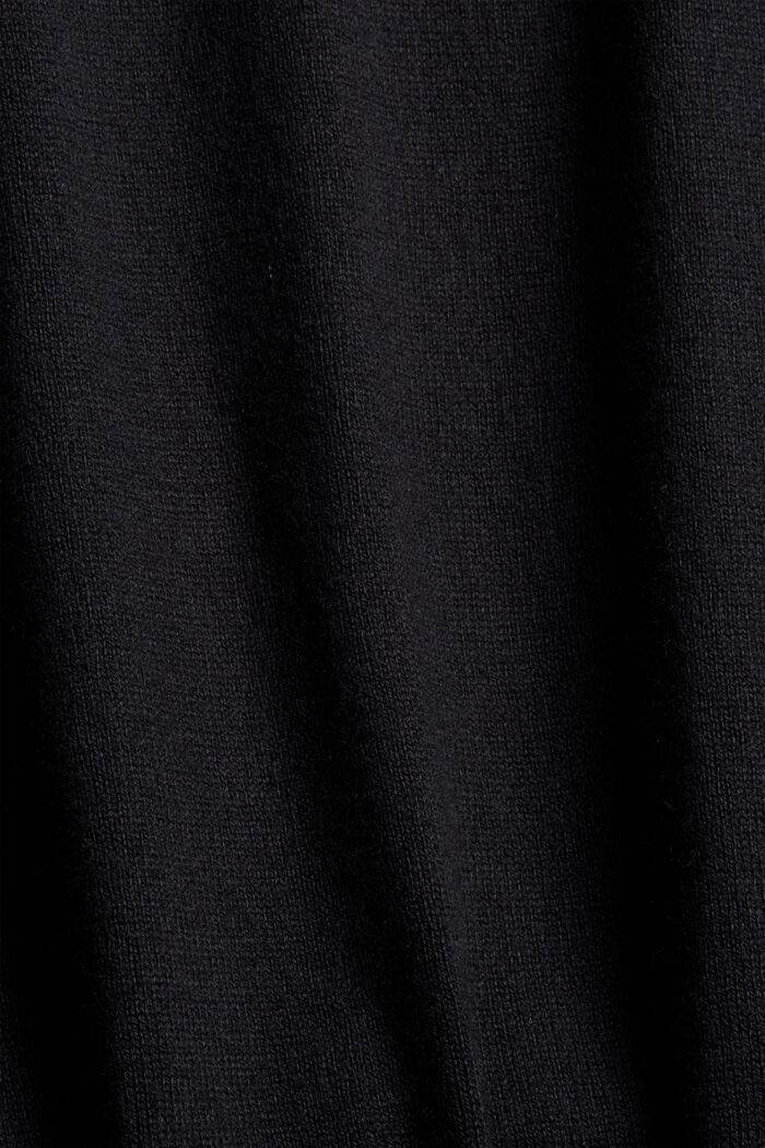 Con cachemir: jersey con cuello de solapas y cordón, BLACK, detail image number 4