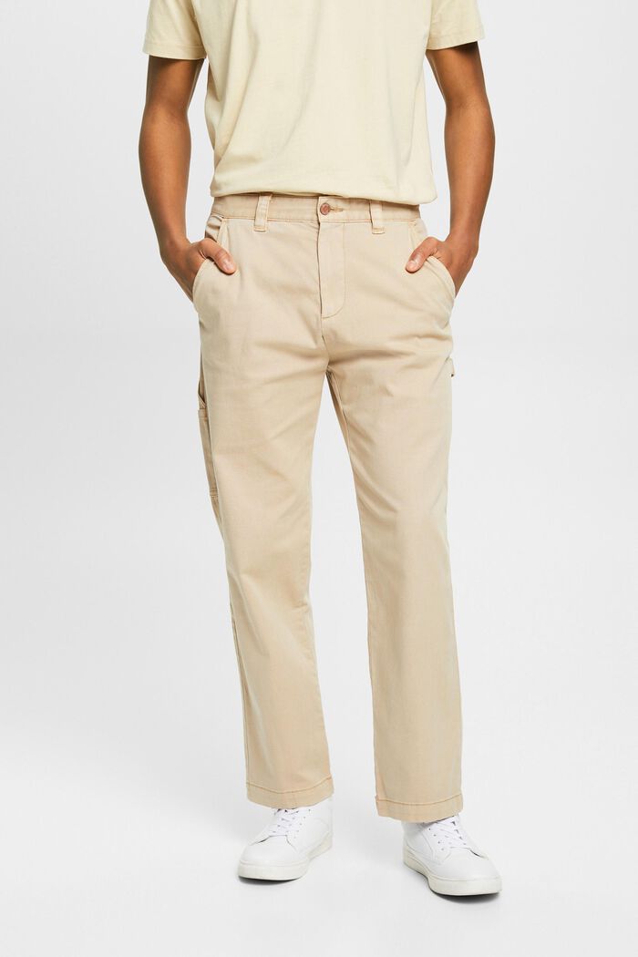 Pantalones cargo de corte ajustado y estilo vintage, LIGHT BEIGE, detail image number 0