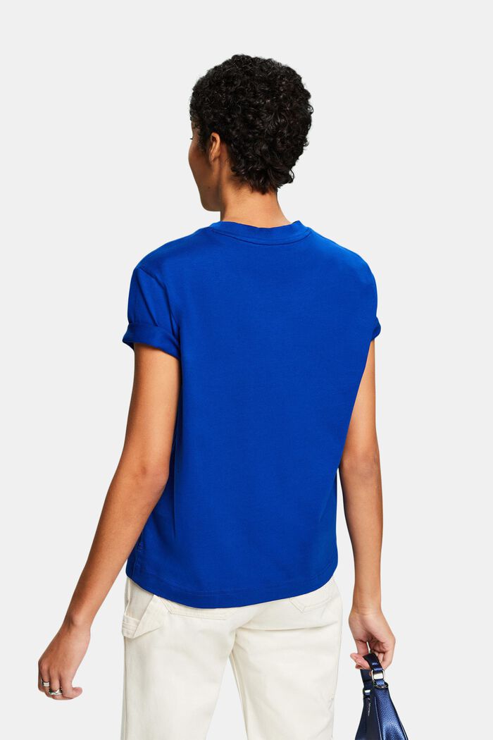 Camiseta de algodón pima con cuello redondo, BRIGHT BLUE, detail image number 2