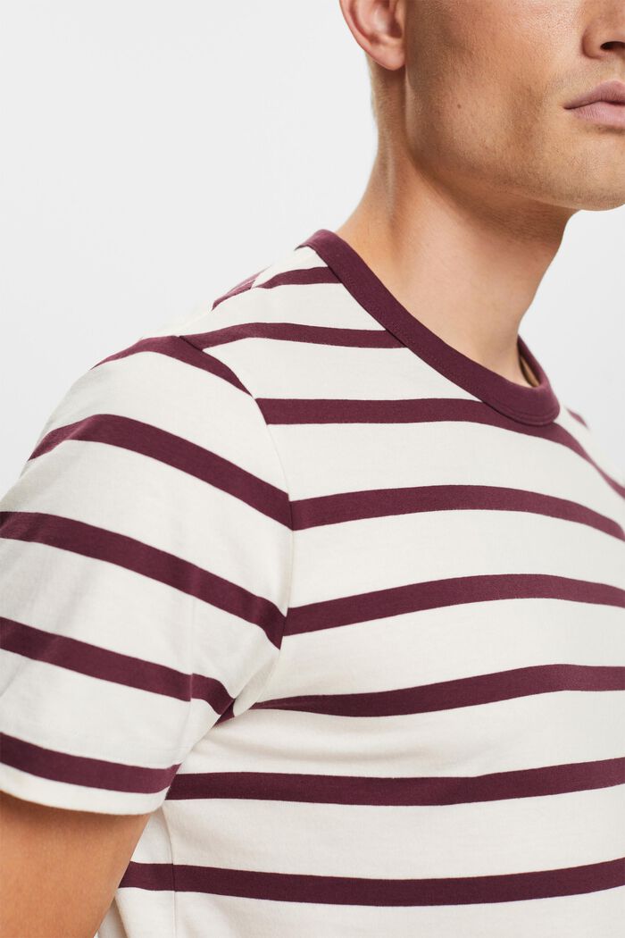 Camiseta a rayas en tejido jersey de algodón, AUBERGINE, detail image number 2