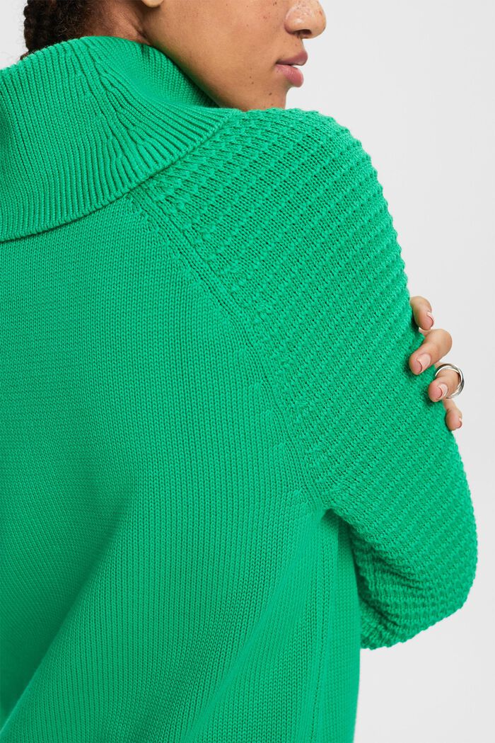 Jersey de algodón con cuello alto, GREEN, detail image number 1