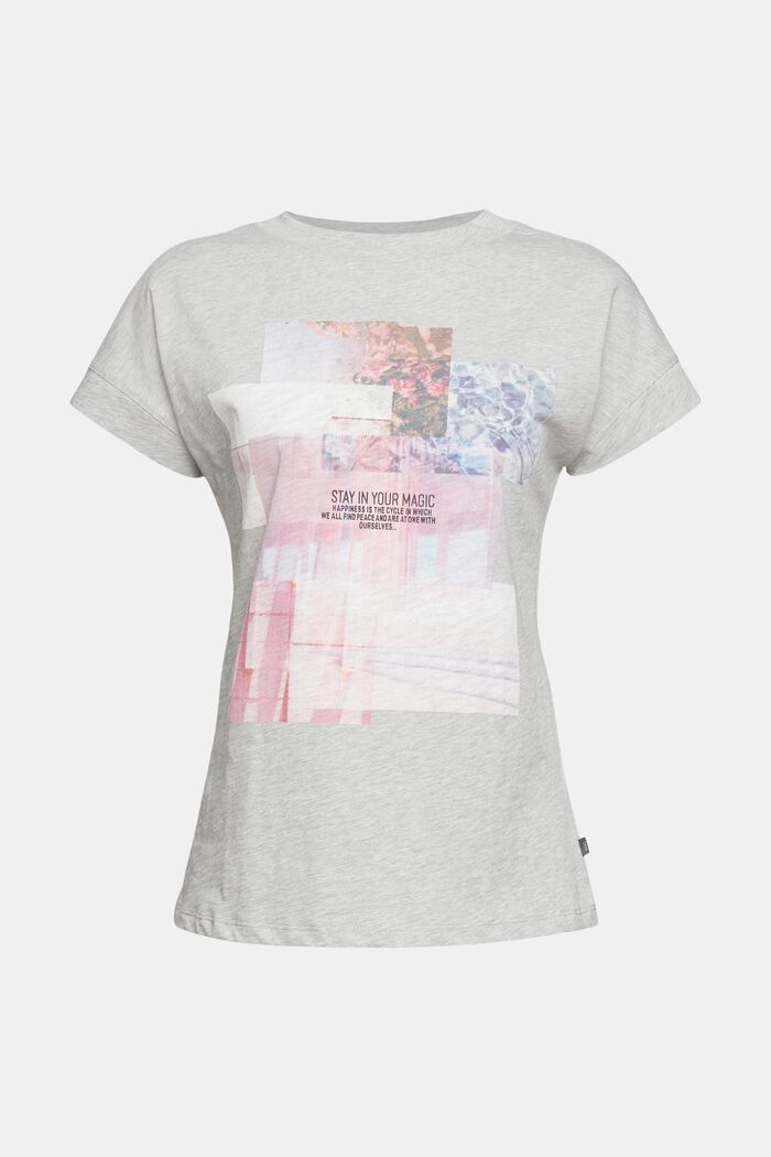 Camiseta confeccionada en algodón ecológico con estampado, MEDIUM GREY, overview