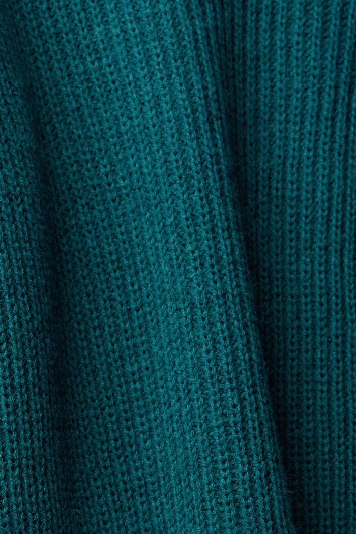 Jersey de mangas abullonadas con lana, TEAL GREEN, detail image number 5