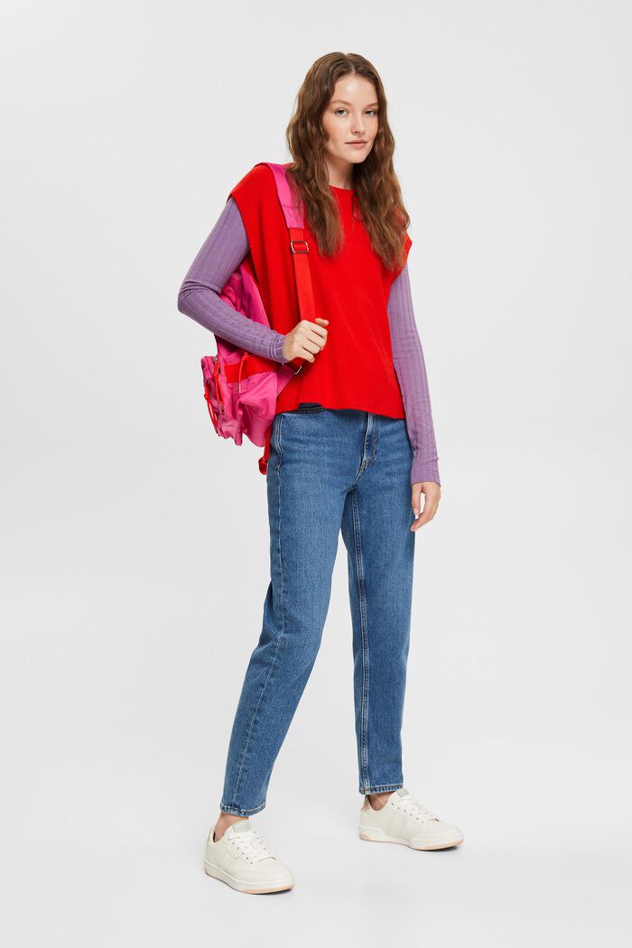 Jersey sin mangas en mezcla de lana, RED, detail image number 0