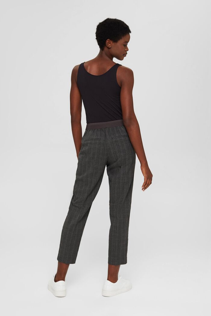 Pantalones de largo tobillero con diseño de cuadros y cintura elástica, DARK GREY, detail image number 3