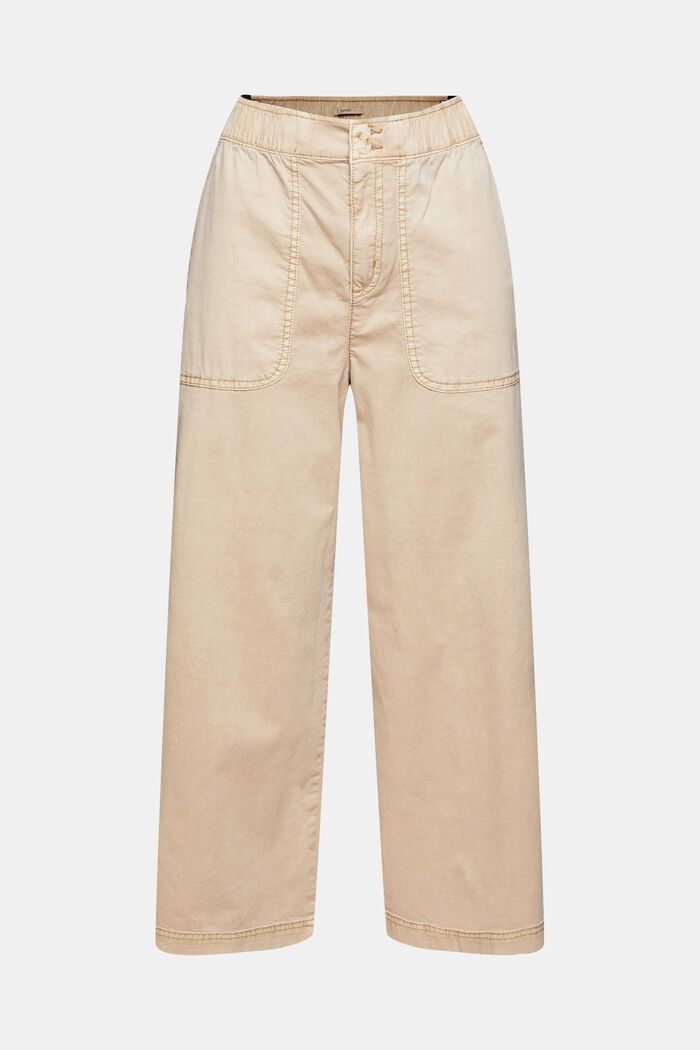 Pantalón culotte con cintura elástica, BEIGE, overview