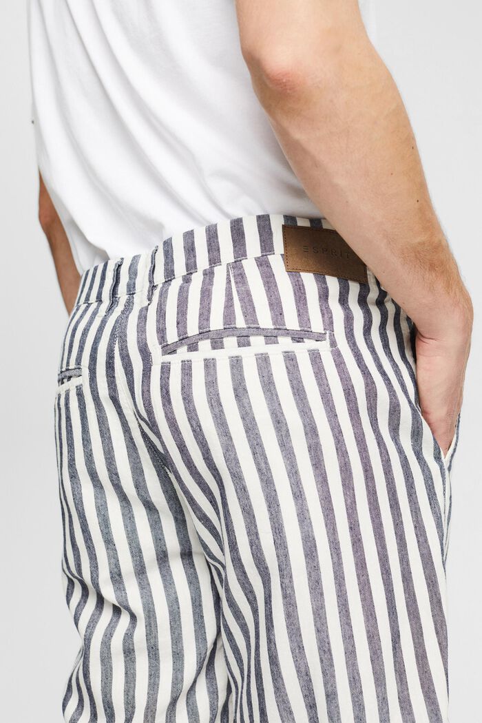 Con lino: pantalones cortos a rayas, OFF WHITE, detail image number 5