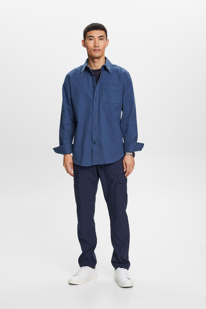 Camisa de sarga de corte normal, GREY BLUE, detail image number 0