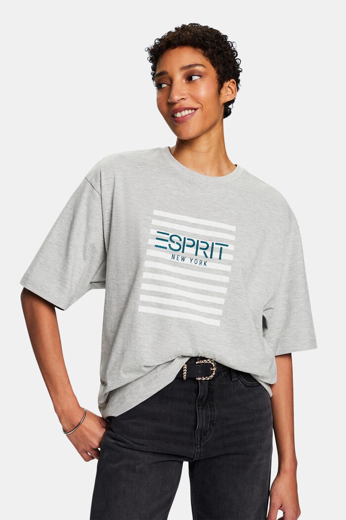 Camiseta de algodón Pima con logotipo, LIGHT GREY, detail image number 4