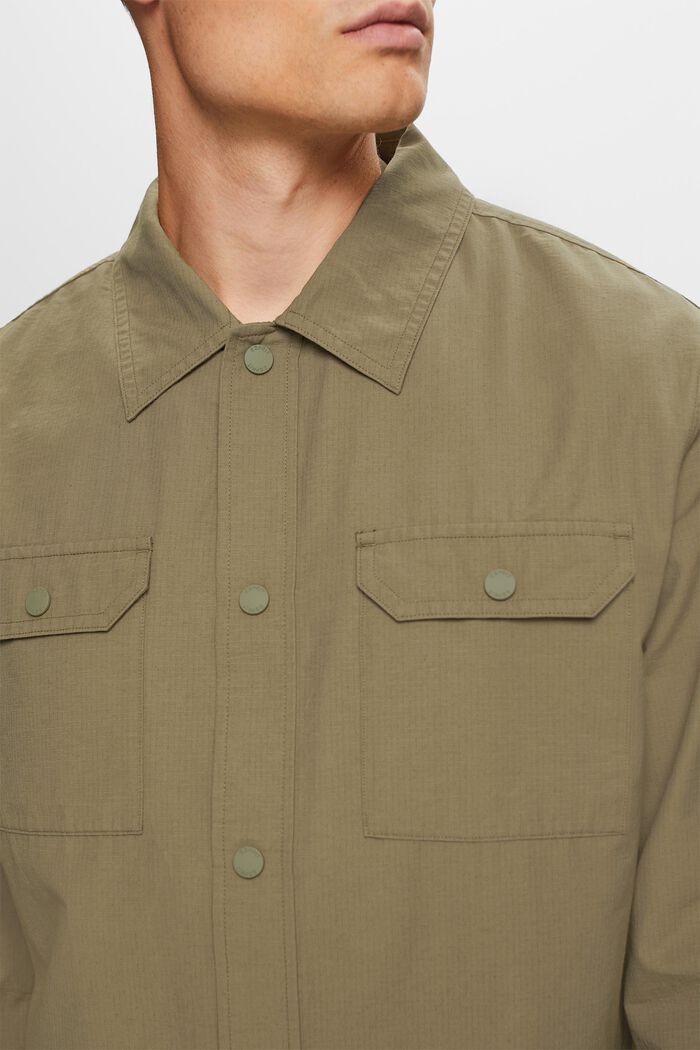 Camisa estilo militar, mezcla de algodón, KHAKI GREEN, detail image number 3