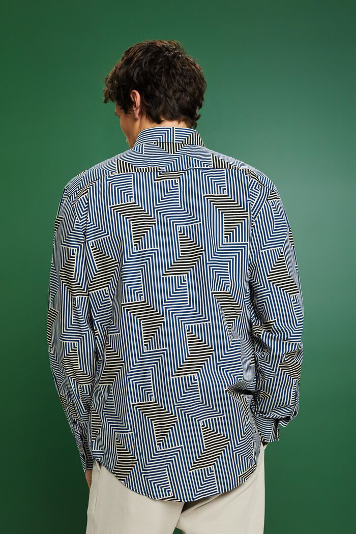 Camisa con estampado geométrico de corte normal, BRIGHT BLUE, detail image number 2