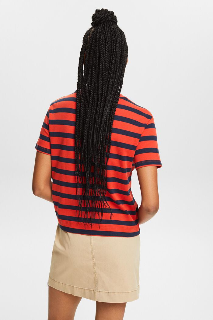 Camiseta a rayas con cuello redondo, BRIGHT ORANGE, detail image number 2