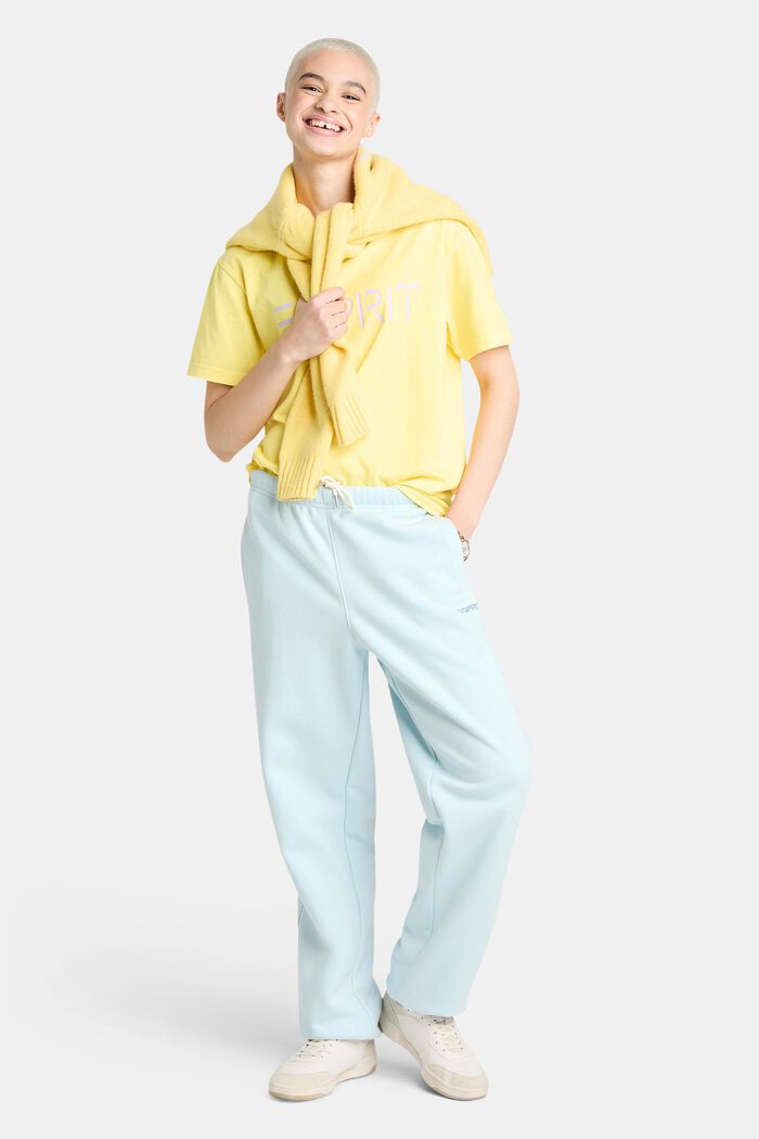 Pantalones de felpa unisex de algodón con logotipo, PASTEL BLUE, detail image number 1