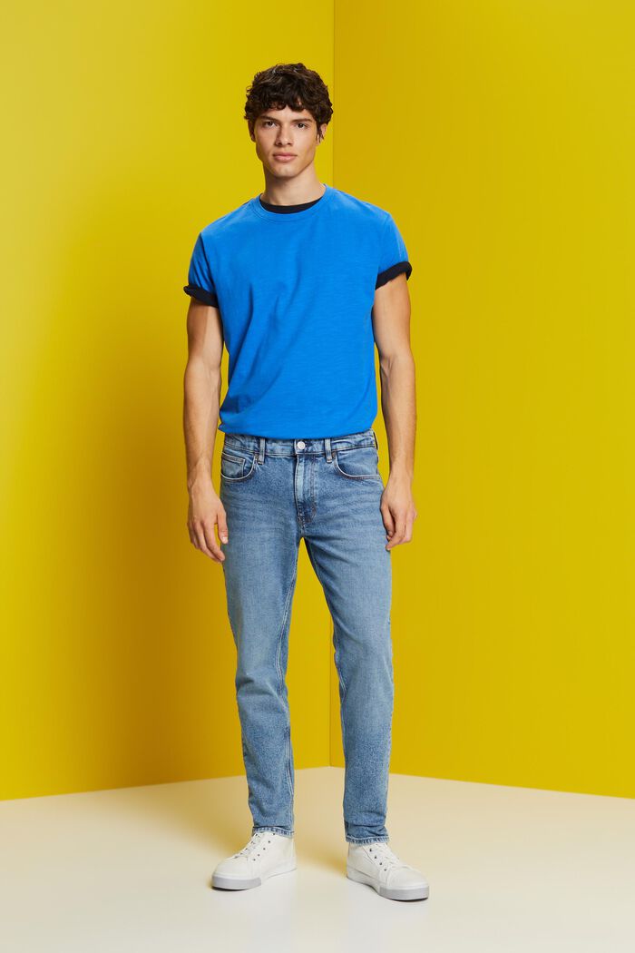 Jeans slim fit de algodón elástico, BLUE MEDIUM WASHED, detail image number 1