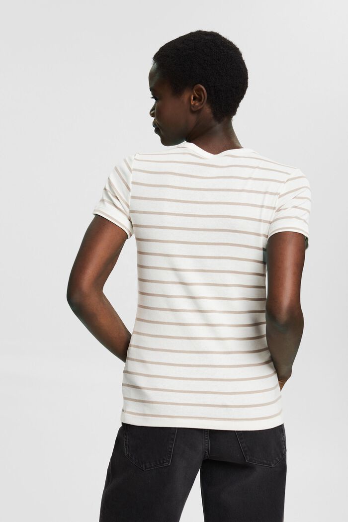 Camiseta con diseño a rayas, 100 % algodón ecológico, OFF WHITE, detail image number 3