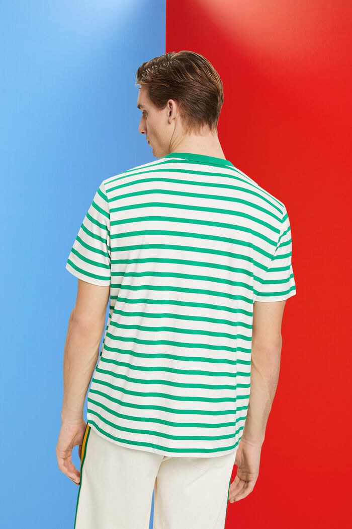 Camiseta con diseño a rayas de algodón sostenible, GREEN, detail image number 3