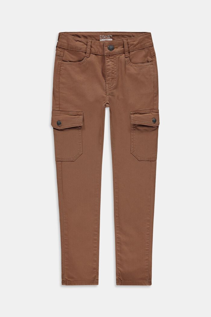 Pantalones cargo de algodón con cintura elástica, CARAMEL, overview