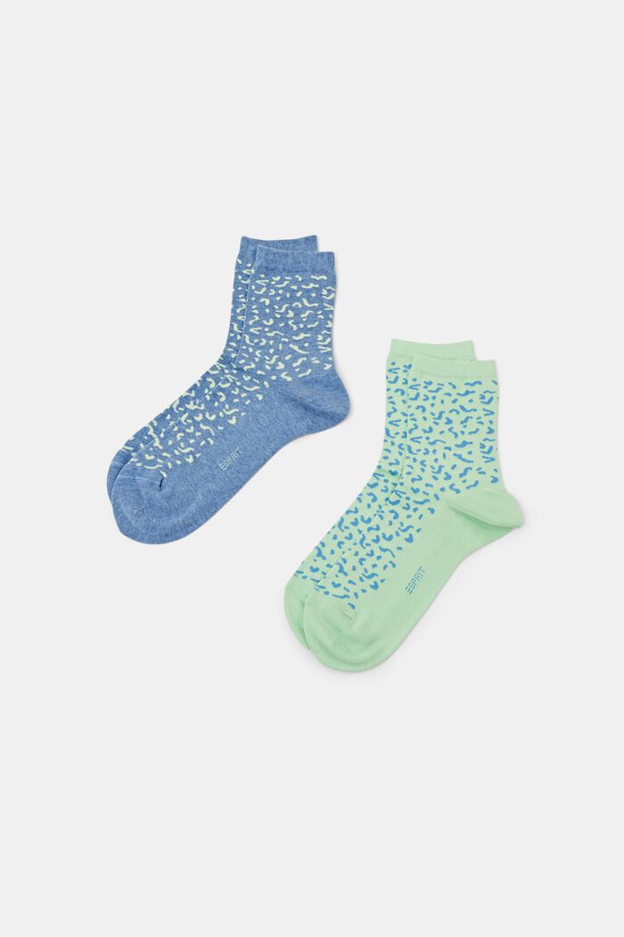 Pack: 2 pares de calcetines de algodón estampados, JEANS/MINT, detail image number 0