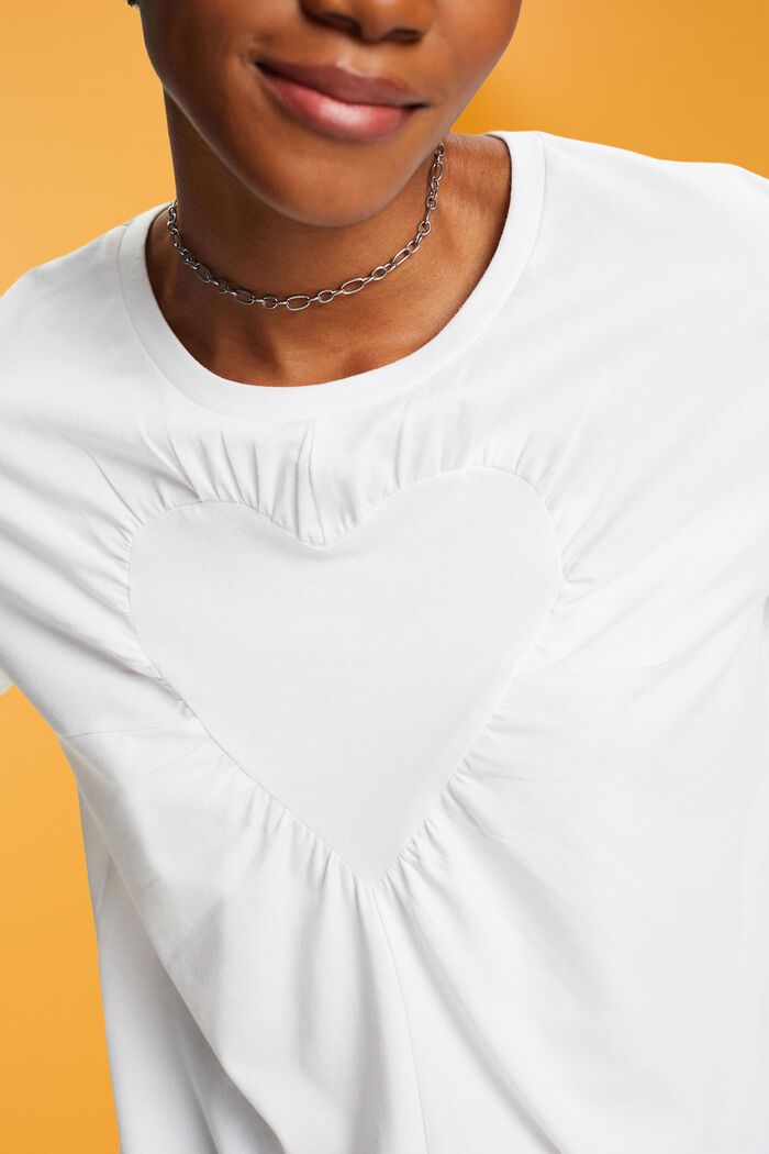 Camiseta con corazón decorado, WHITE, detail image number 2
