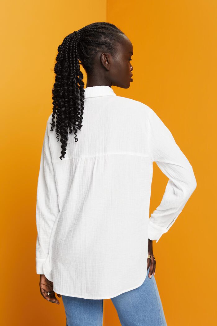 Camisa de sirsaca de algodón, WHITE, detail image number 3