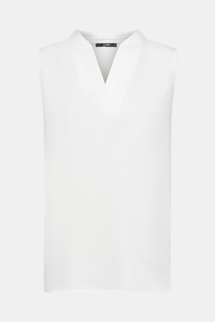 Blusa de cuello pico sin mangas, OFF WHITE, detail image number 6
