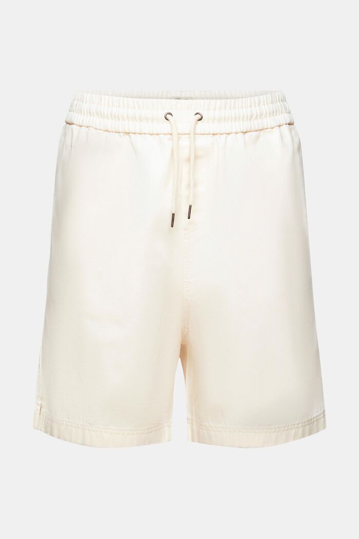 Pantalón corto de algodón puro con estampado en la espalda, CREAM BEIGE, detail image number 6