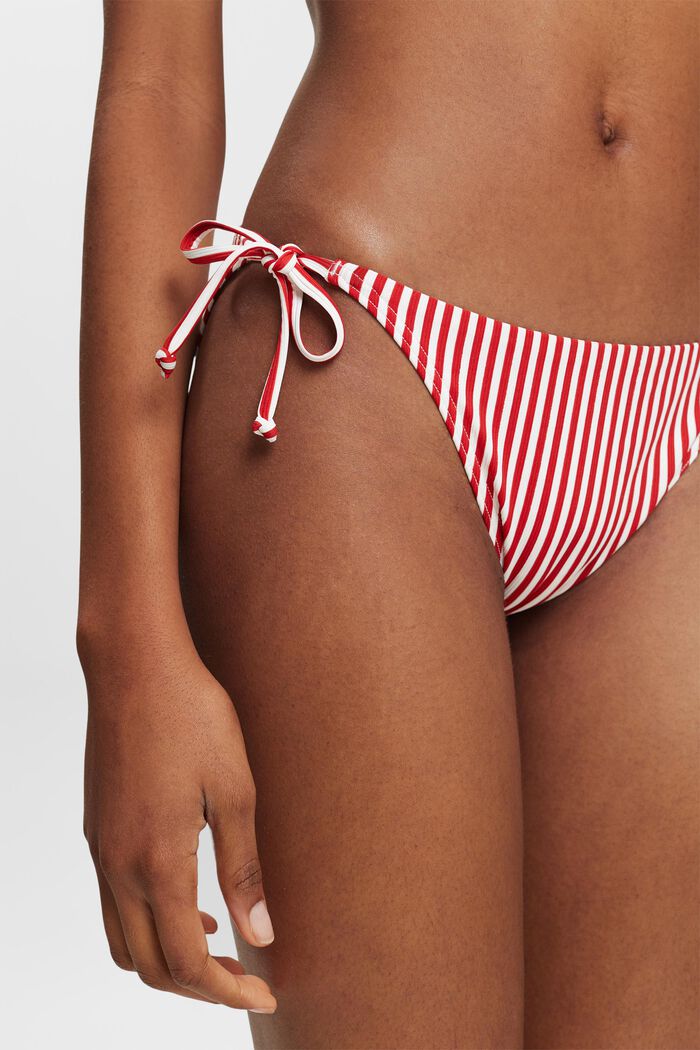 Braguita de bikini a rayas con lazada a los lados, DARK RED, detail image number 2