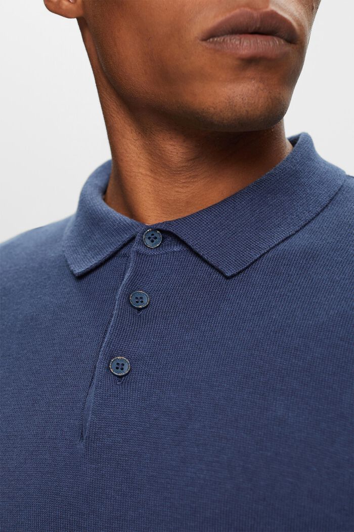 Jersey de punto con un cuello estilo polo, TENCEL™, GREY BLUE, detail image number 2