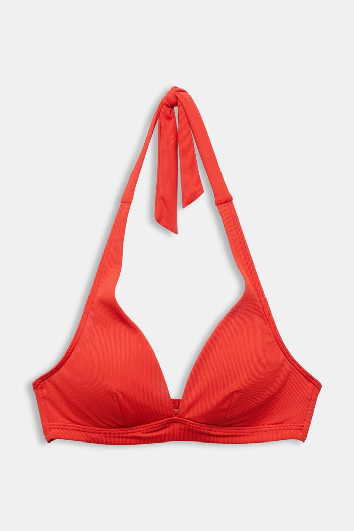 Top de bikini con relleno y tirantes al cuello, DARK RED, detail image number 5