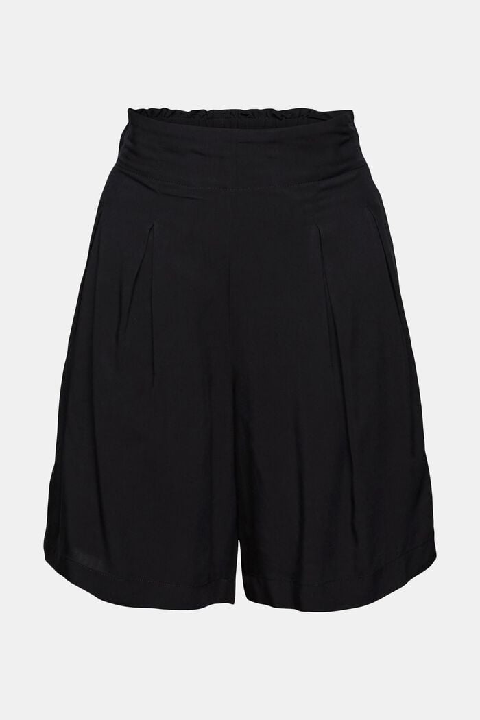 Pantalón corto en LENZING™ ECOVERO™, BLACK, overview