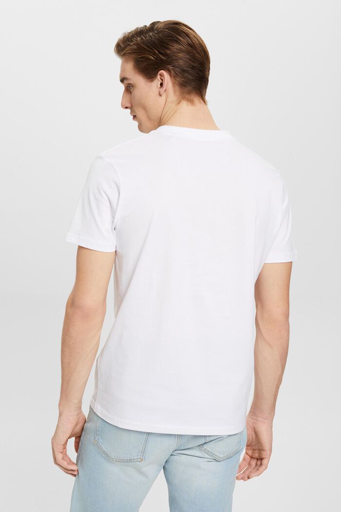 Camiseta entallada de algodón con cuello en pico, WHITE, detail image number 3