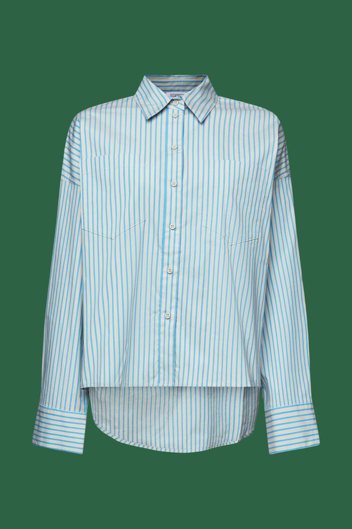 Camisa de cuello abotonado con diseño a rayas, BLUE, detail image number 5