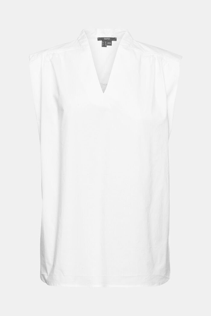 Blusa con escote en pico , WHITE, overview