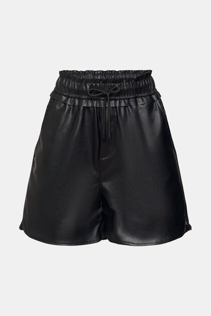 Pantalón corto de polipiel, BLACK, overview