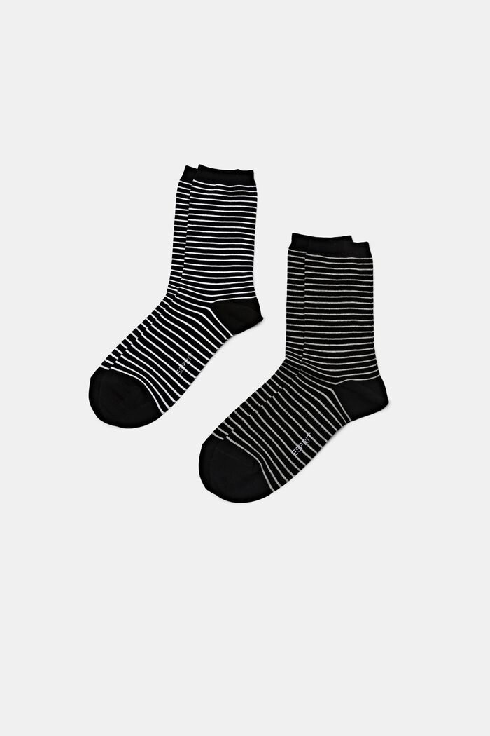 Pack de 2 calcetines de punto grueso a rayas, BLACK, detail image number 0