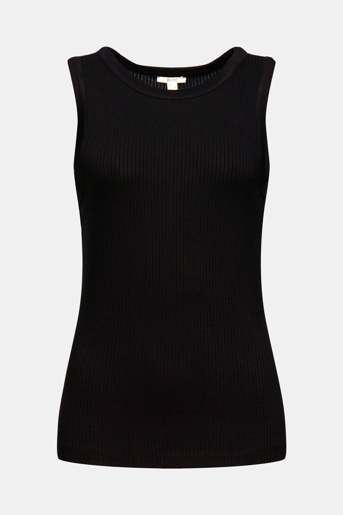Camiseta de canalé con tirantes confeccionada en LENZING™ ECOVERO™, BLACK, detail image number 5