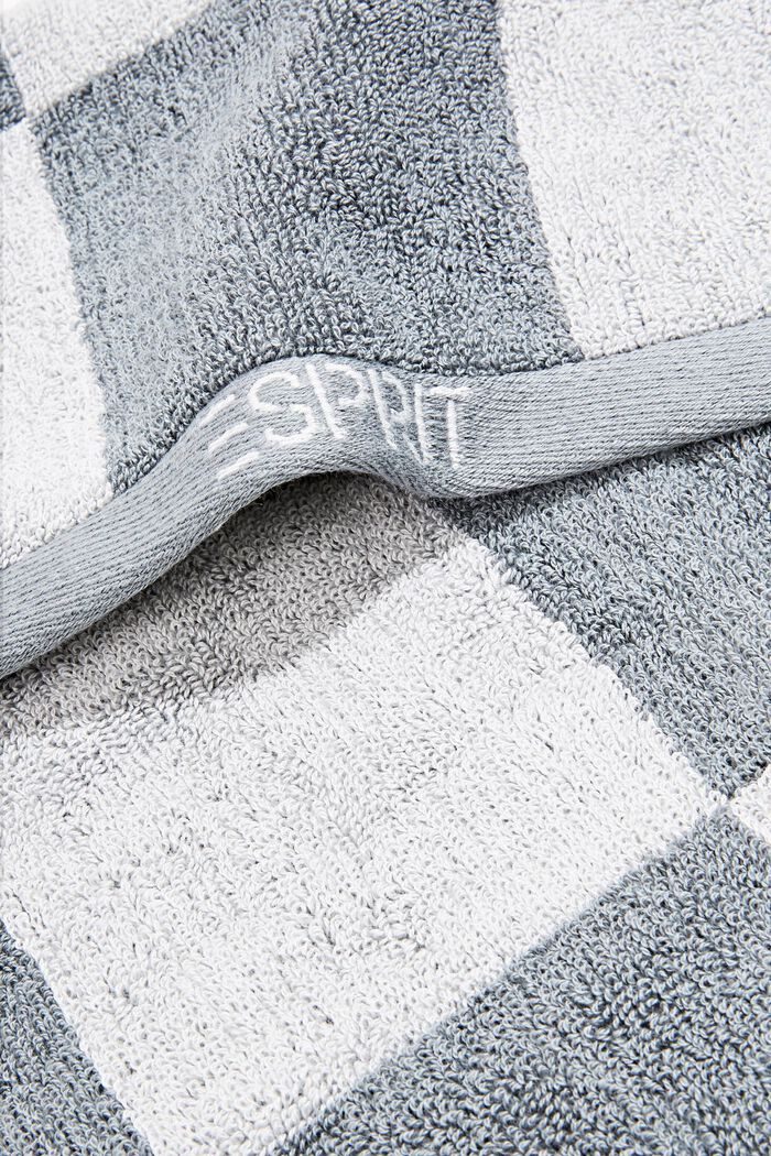 Toalla con estampado de cuadros, 100 % algodón, STONE, detail image number 1