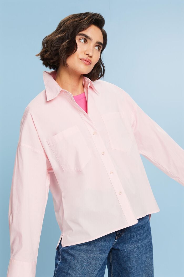 Camiseta de cuello abotonado, popelina de algodón, PASTEL PINK, detail image number 4