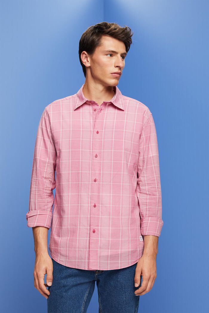 Camisa ligera de cuadros, 100% algodón, DARK PINK, detail image number 0