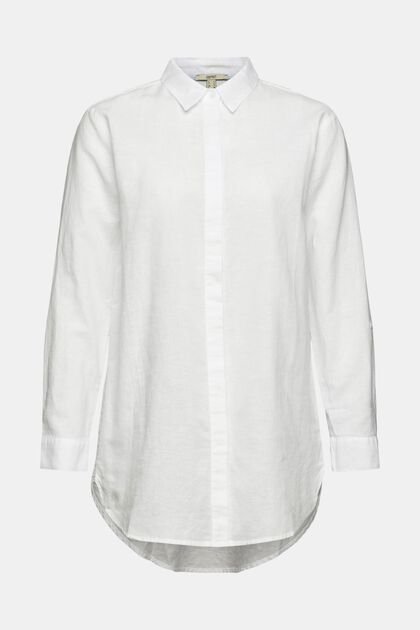 Blusa oversize en mezcla de lino, WHITE, overview