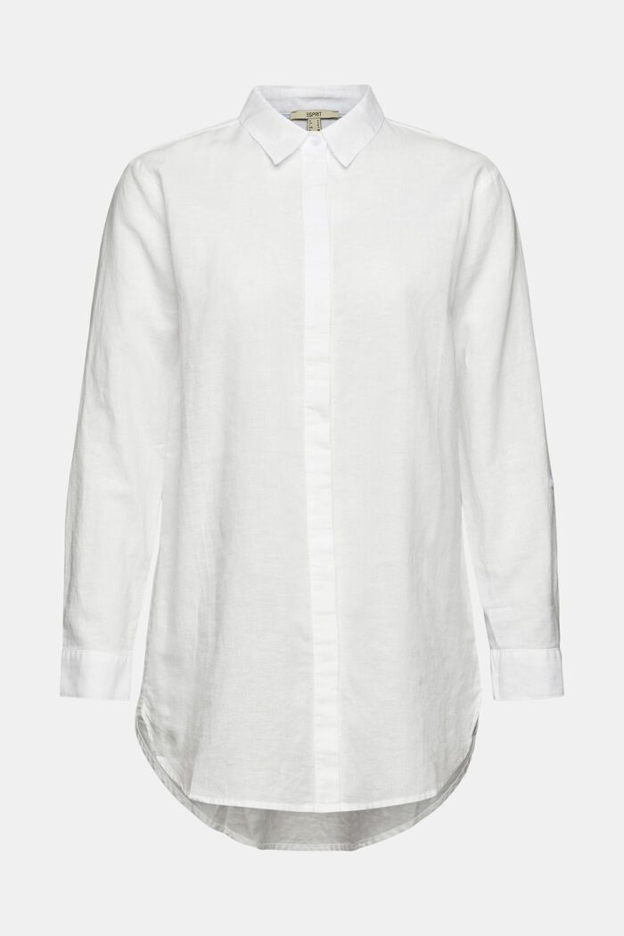 En mezcla de lino: blusa oversize, WHITE, overview