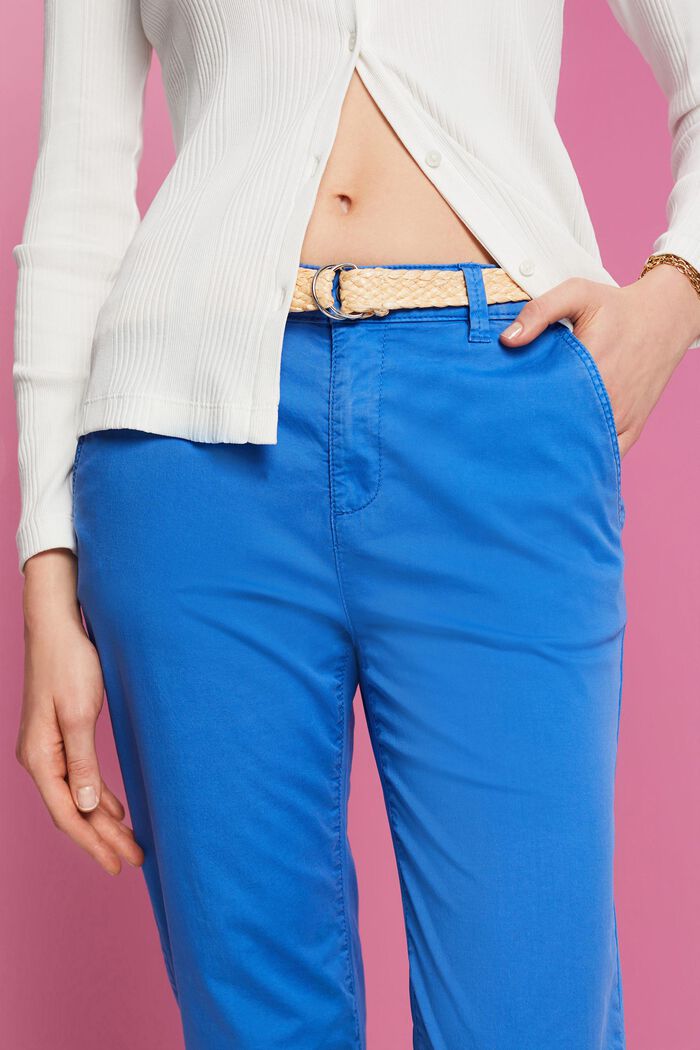 Pantalones chinos elásticos ligeros con cinturón, BRIGHT BLUE, detail image number 2