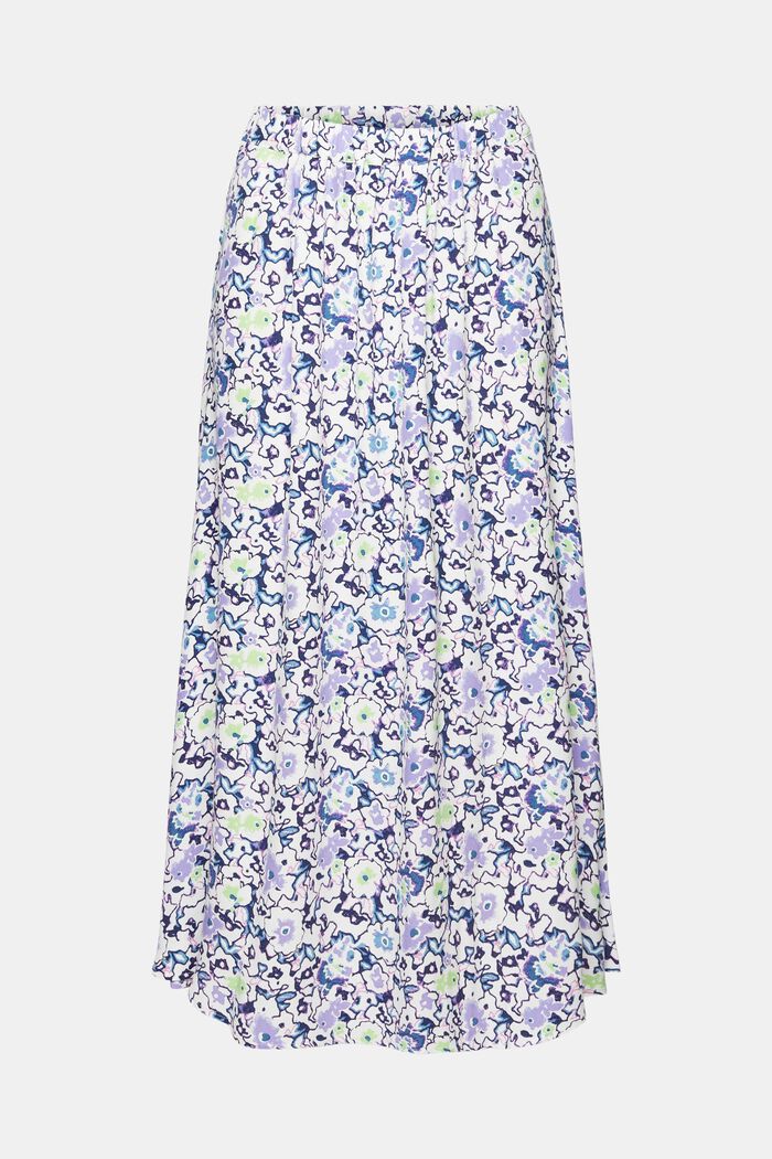 Falda midi con diseño floral allover, WHITE, detail image number 5